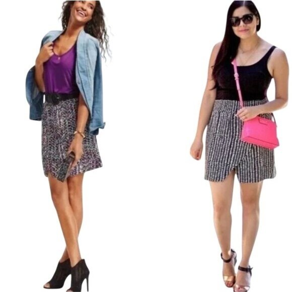 Cabi 100% Viscose Reversible Faux Wrap Graphic Print Mini Skirt Size Large (est) - Picture 5 of 8
